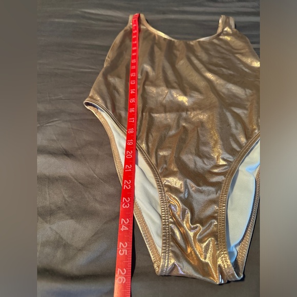 Shiny Metallic Rose Gold One Piece Swimsuit EXPRESS Size Med - Picture 6 of 8
